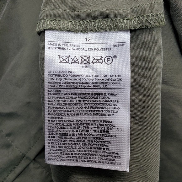 Banana Republic Trench Dress Womens 12 Green Roll Tab Sleeve Belt Waist Notch - Picture 6 of 12